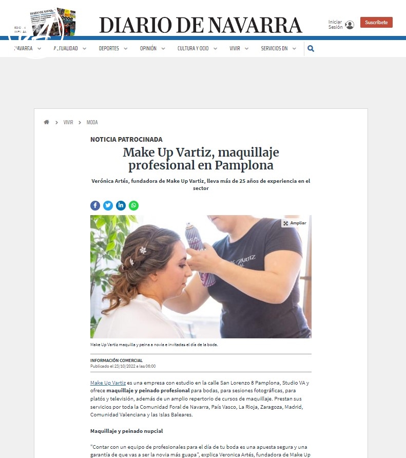 Especial Bodas | Diario de Navarra – Make Up Vartiz, maquillaje profesional en Pamplona