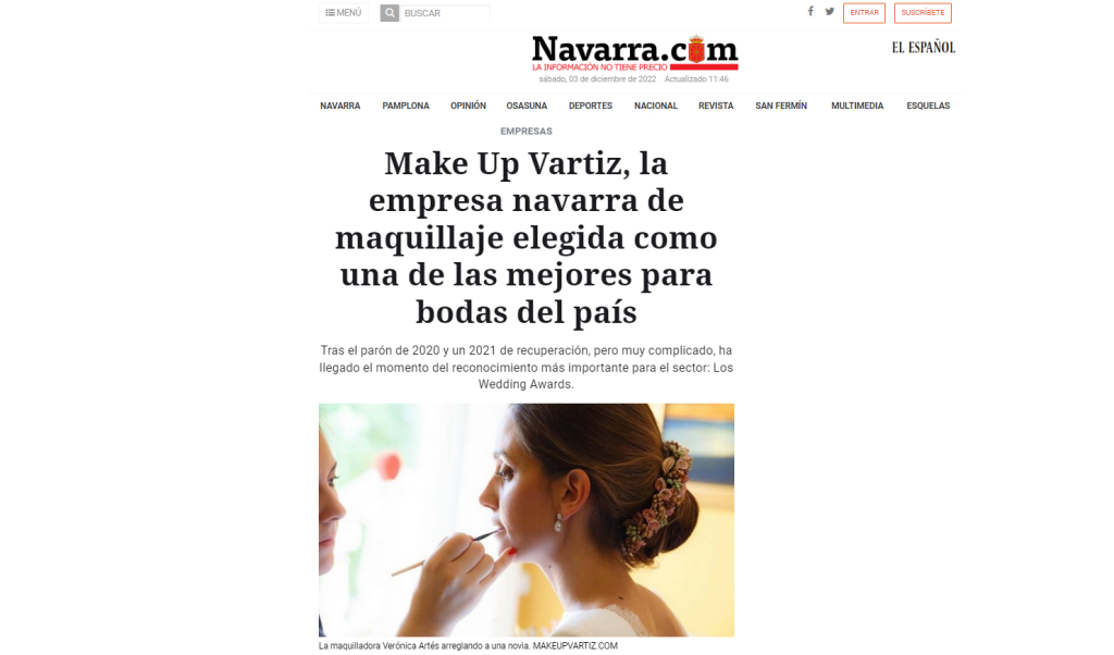 Make Up Vartiz, la empresa navarra de maquillaje elegida como una de las mejores para bodas del país